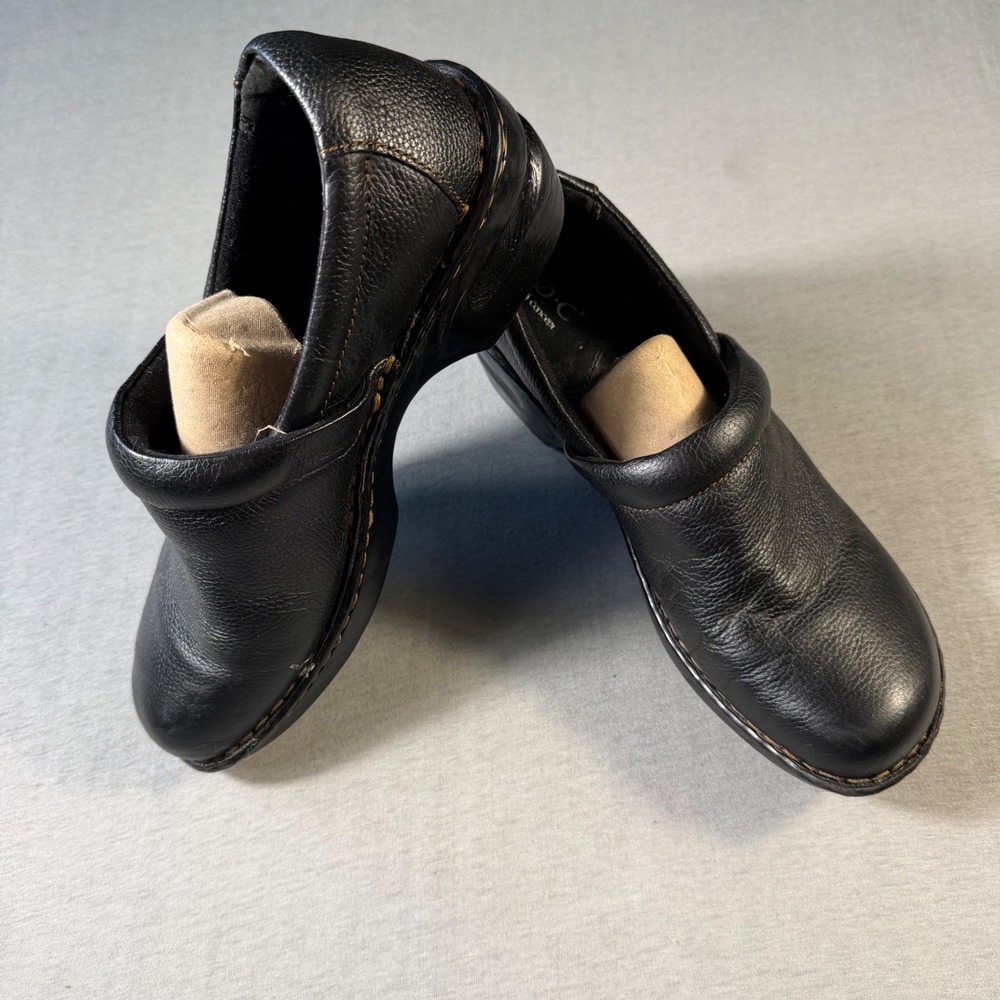 b.o.c. Born Concept Womens Black Pebbled Leather Clogs Shoes BC3632 Size 10M